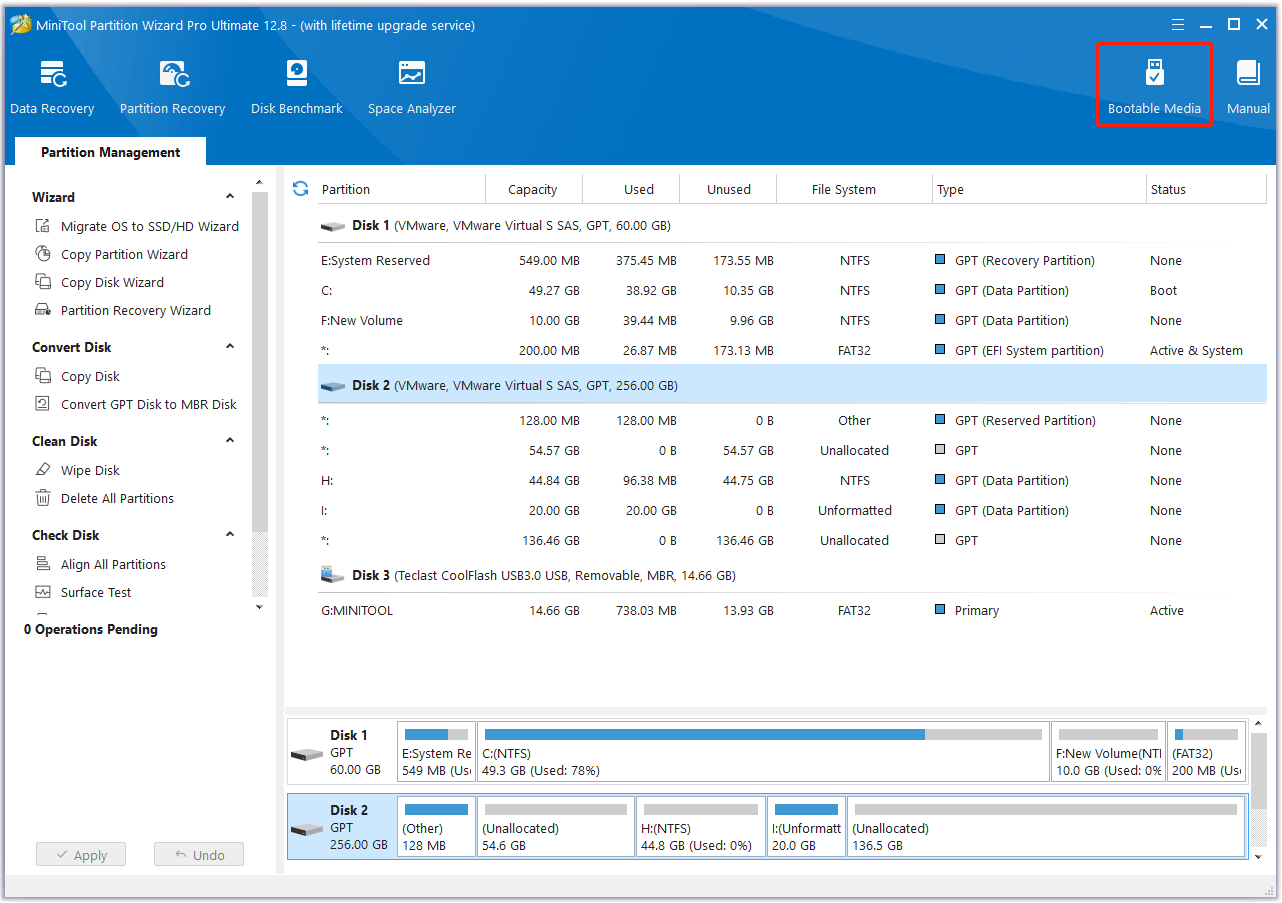 make a bootable disk of MiniTool Partition Wizard