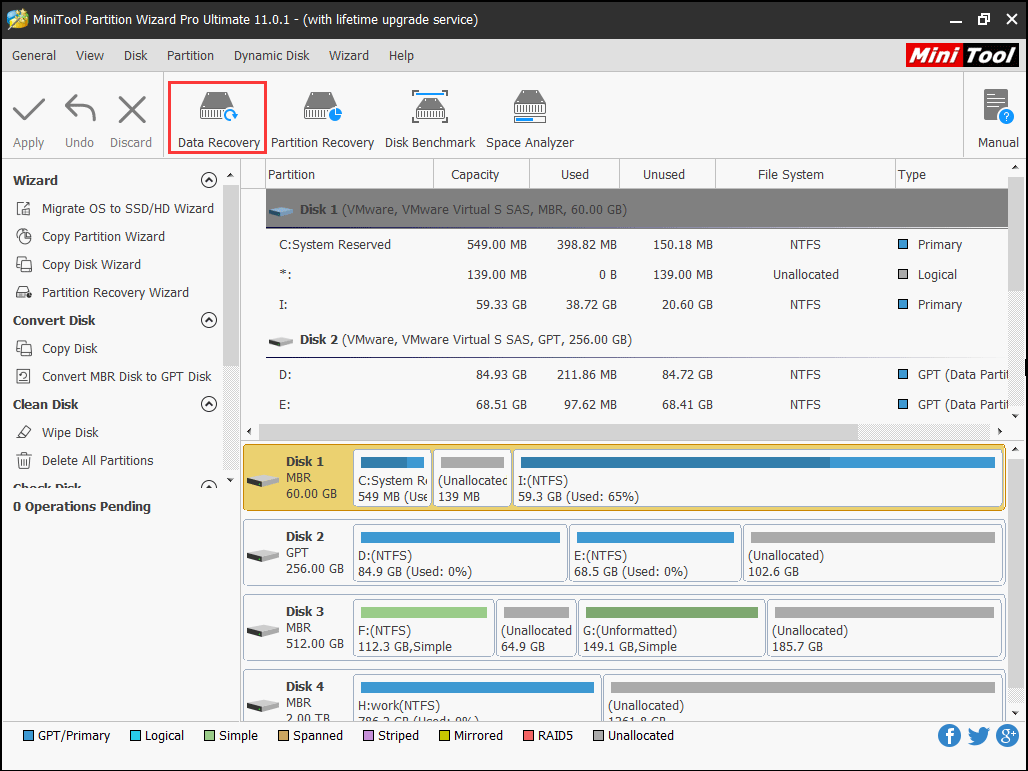 choose Data Recovery to recover the lost data