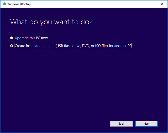 Create installation media for another PC