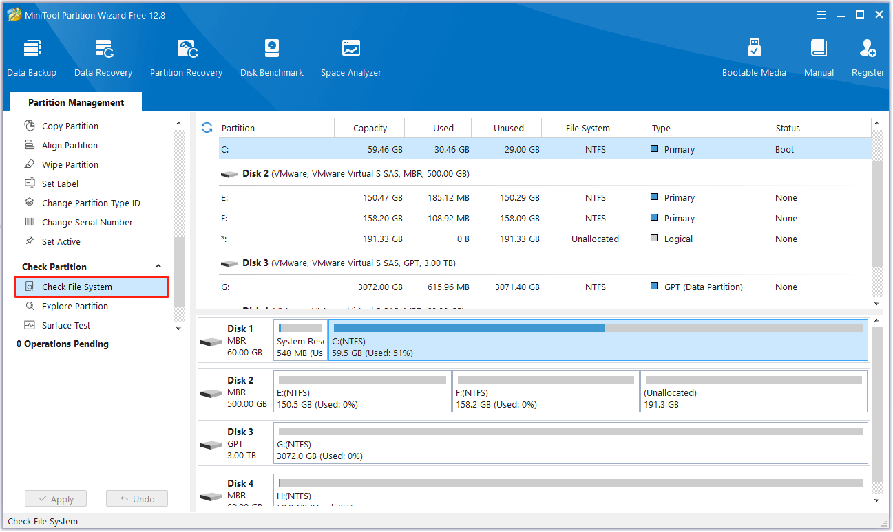 click check file system