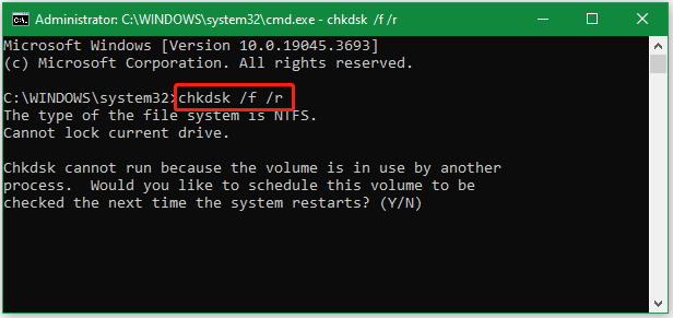 run CHDSK in CMD