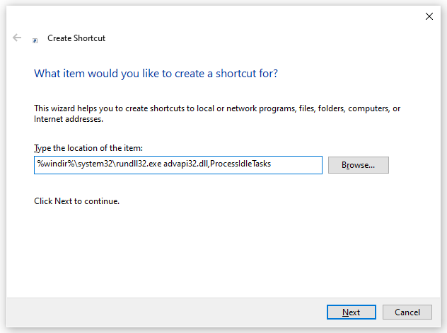 create a shortcut to flush memory cache