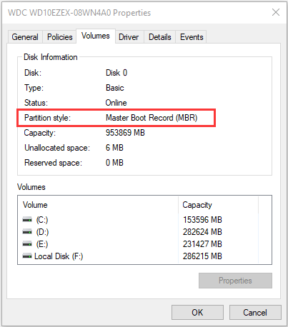 check partition style