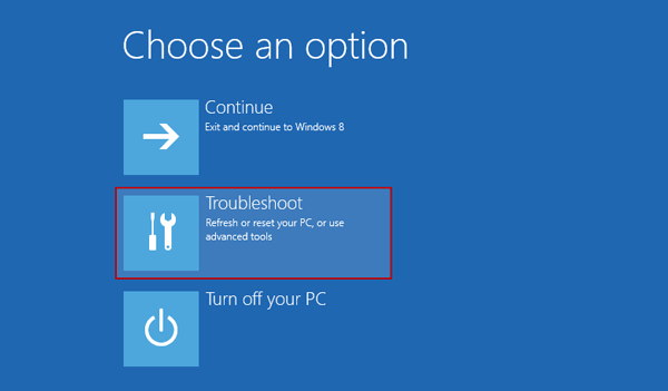 choose Troubleshoot