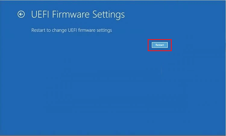 click Restart to enter UEFI interface