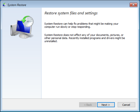 restore system files and settings